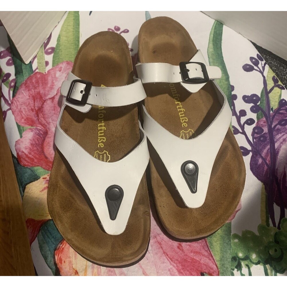 Comfortfusse Womens White Bali Nubuck Leather Sandals Size 40 EU / 9-10 US
